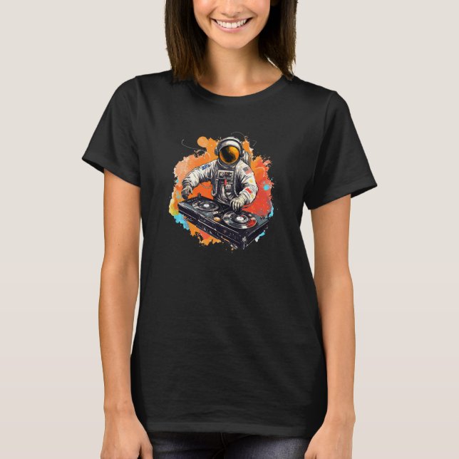 DJ Techno Music Astronaut Rave T-Shirt (Vorderseite)