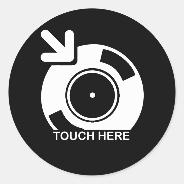 DJ Touch Here Runder Aufkleber (Vorderseite)