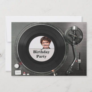 DJ Turntable Foto zum Geburtstag Einladung