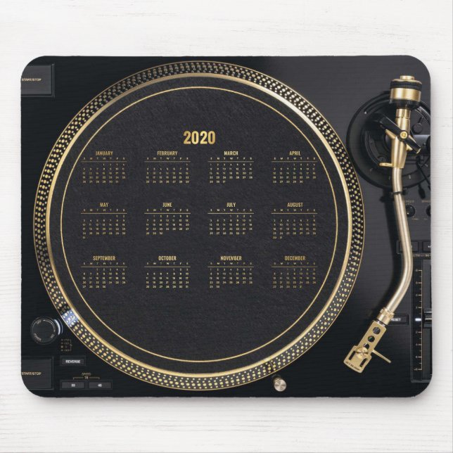 DJ-Turntable mit Kalender 2020 Mousepad (Vorne)