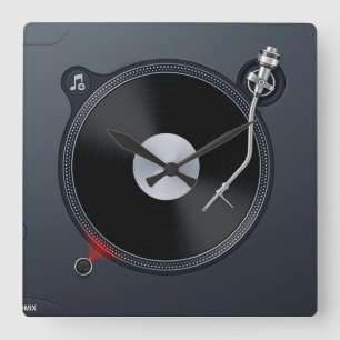 DJ turntable Wall Clock Quadratische Wanduhr