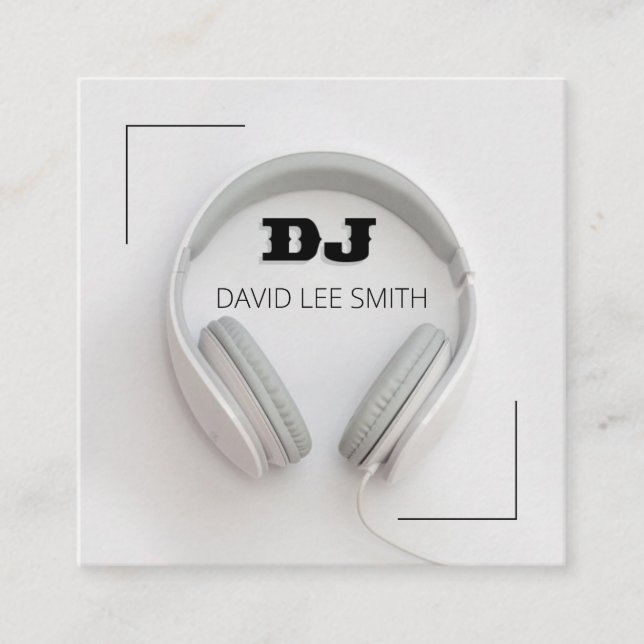 DJ White Square Quadratische Visitenkarte (Vorderseite)