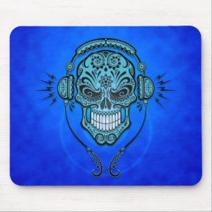 DJ-Zuckerschädel (blau) Mousepad