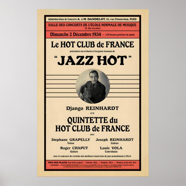 Django Reinhardt - Stephane Grappelli Jazzplakat Poster (Vorne)