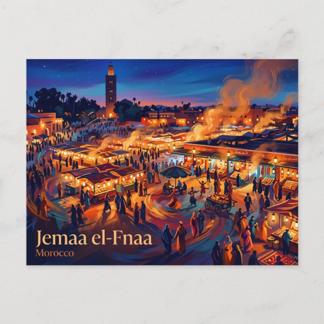 Djemaa el-Fnaa Marokko Postkarte (Vorderseite)