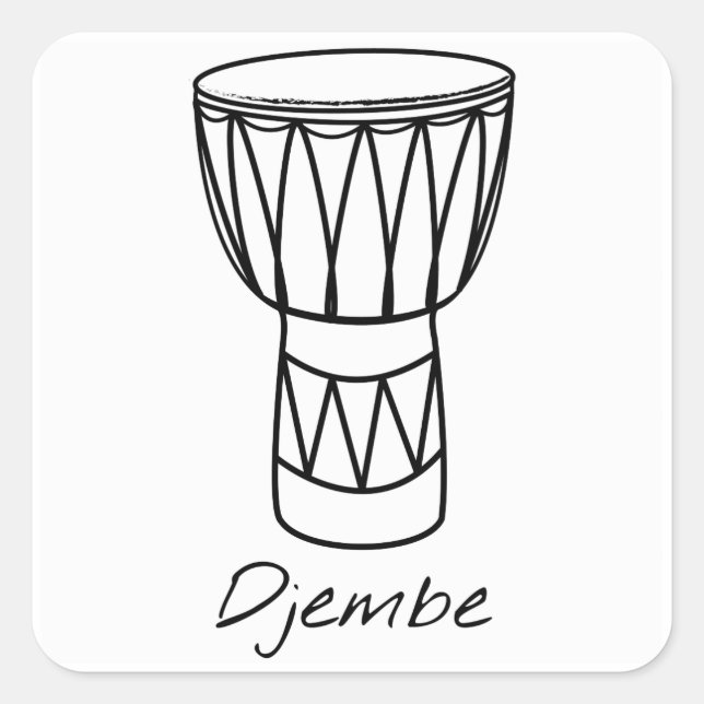 Djembe Quadratischer Aufkleber (Vorderseite)