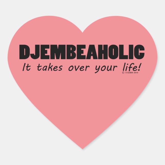 Djembeaholic Life Heart Sticker (Vorderseite)