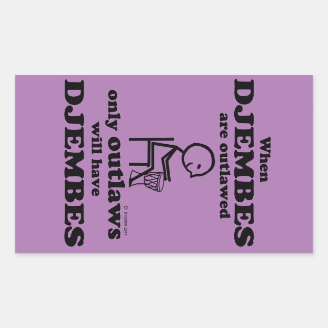 Djembes verbotene rechteckige Aufkleber (Vorderseite)