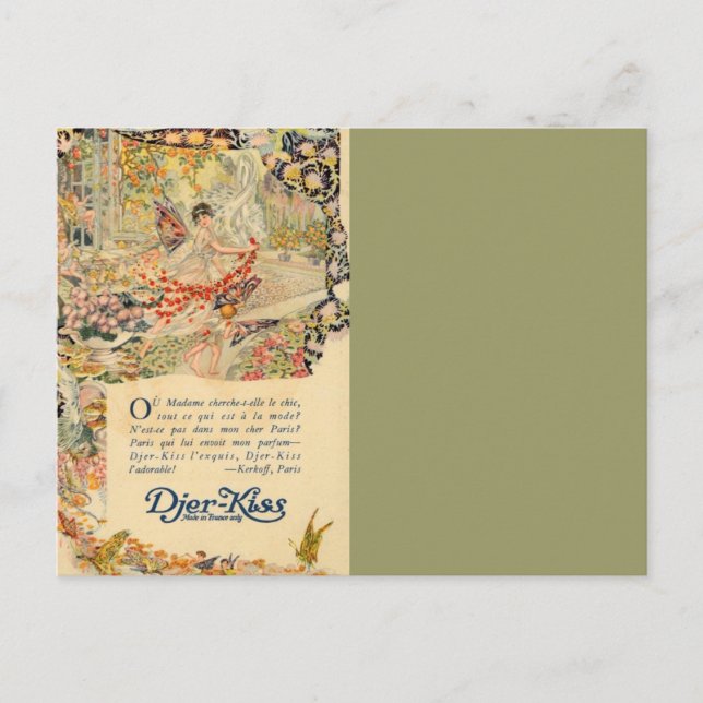 Djer-Kiss French Parfüm Label Postkarte (Vorderseite)