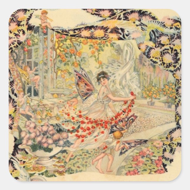 Djer-Kiss French Parfüm Label Quadratischer Aufkleber (Vorderseite)