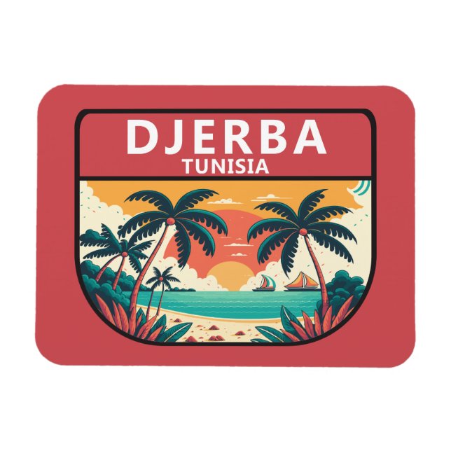 Djerba Tunesien Retro Emblem Magnet (Horizontal)