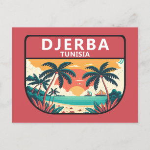 Djerba Tunesien Retro Emblem Postkarte