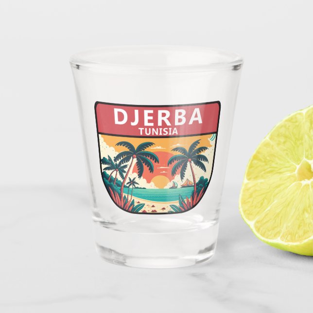 Djerba Tunesien Retro Emblem Schnapsglas (Vorderseite)