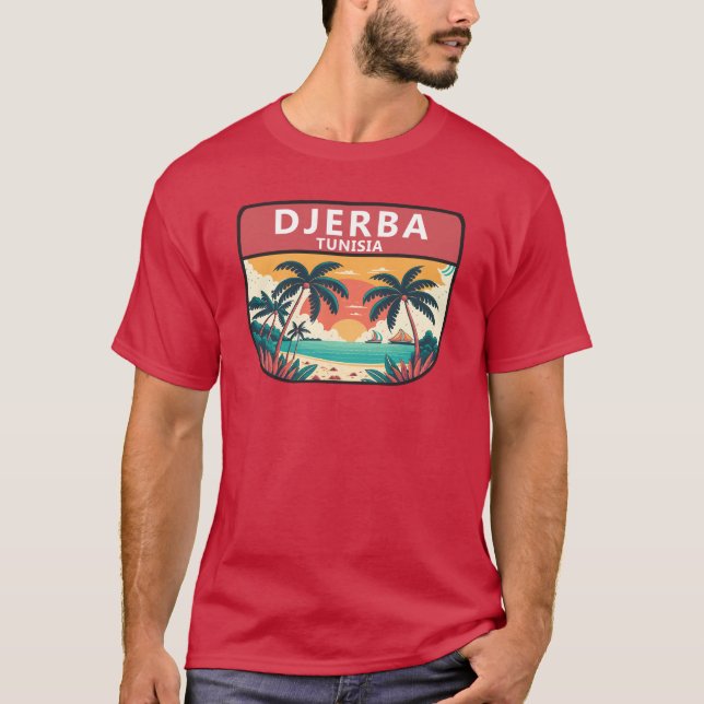 Djerba Tunesien Retro Emblem T-Shirt (Vorderseite)