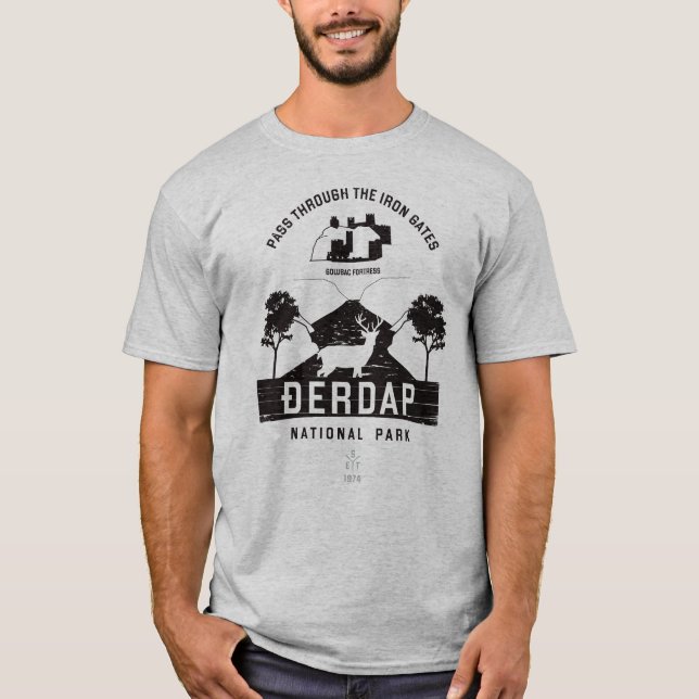 Djerdap Nationalpark Schwarzes Design T-Shirt (Vorderseite)