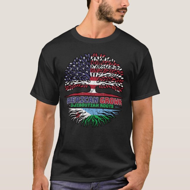 Djibouti Djiboutian American USA Tree Roots Flag T-Shirt (Vorderseite)