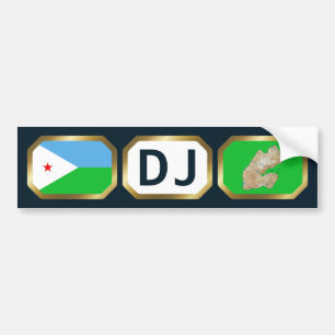 Djibouti Flag Map Code Autoaufkleber