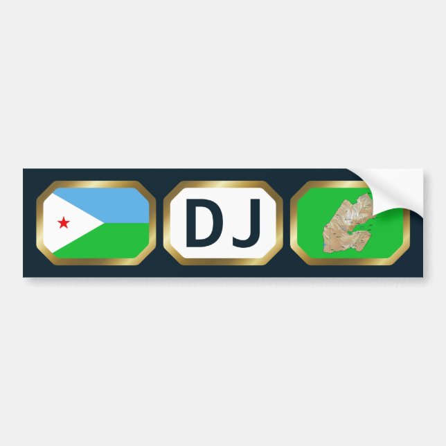 Djibouti Flag Map Code Autoaufkleber (Vorne)
