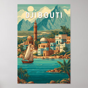 Djibouti Illustration Reise Kunst Vintage Poster