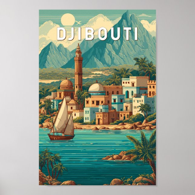 Djibouti Illustration Travel Art Vintage Poster (Vorne)