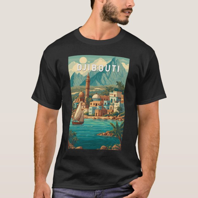 Djibouti Illustration Travel Art Vintage T-Shirt (Vorderseite)