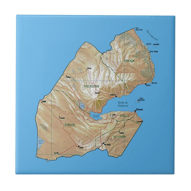 Djibouti Map Tile Fliese (Vorderseite)