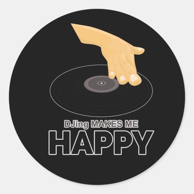 DJing macht mich glücklich Runder Aufkleber (Vorderseite)