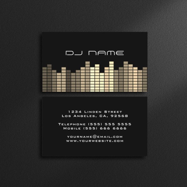 DJs Music Producer Gold Equalizer Business Card Visitenkarte (Von Creator hochgeladen)