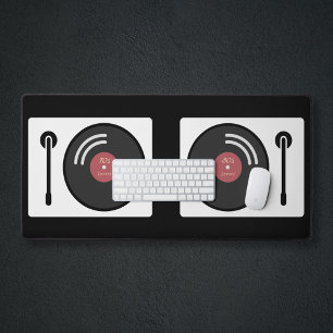 DJs Plattenspieler- und Vinyl-Schreibtischunterlag Schreibtischunterlage