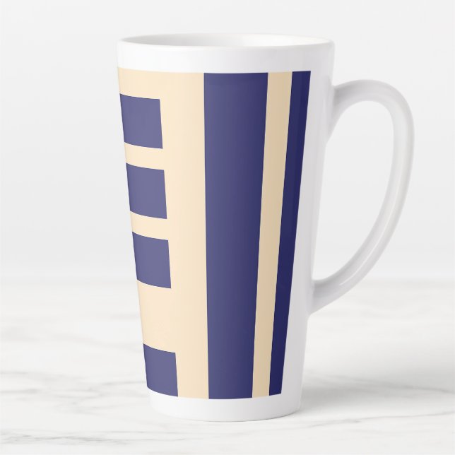 Dk Blau + Creme Streifen  Milchtasse (Rechts)