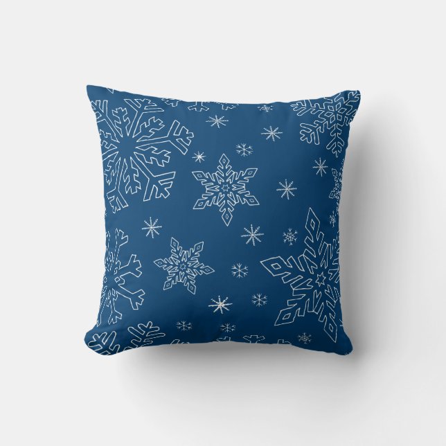 Dk Blue Christmas BG Snowflake Boarder Clipart Kissen (Vorderseite)