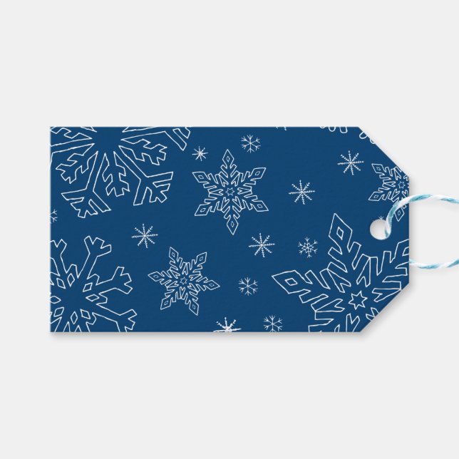 Dk Blue Christmas BG Snowflake Boarder Clipart Thi Geschenkanhänger (Vorderseite (Horizontal))