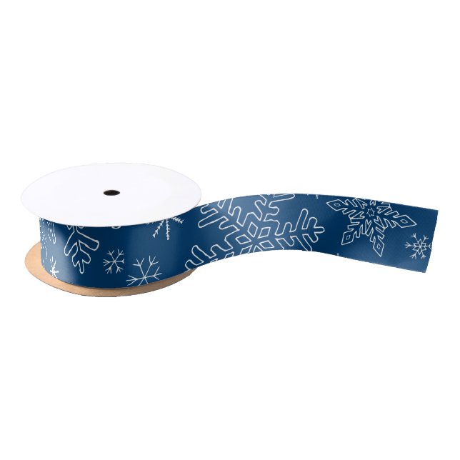 Dk Blue Christmas BG Snowflake Boarder Clipart Thi Satinband (Spule)