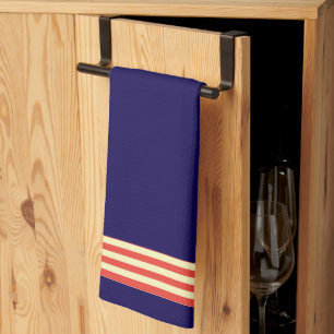 Dk Blue + Red Stripe Trim Küche Geschirr Handtuch