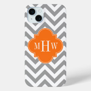 Dk Grau Lg Chevron Kürbis Vierblatt 3 Monogramm Case-Mate iPhone Hülle