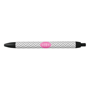 Dk Grau Lg Zickzack Hot Pink Folie 3 Monogramm Kugelschreiber