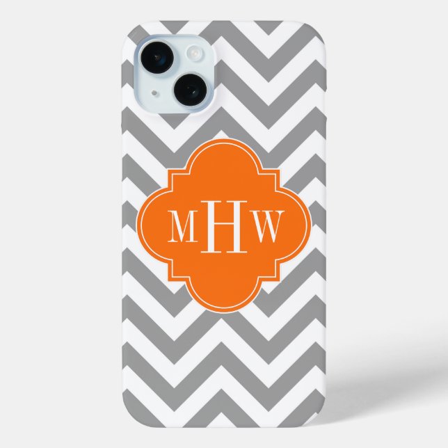 Dk Grau Lg Zickzack Pumpkin Quatrefolie 3 Monogram Case-Mate iPhone Hülle (Rückseite)