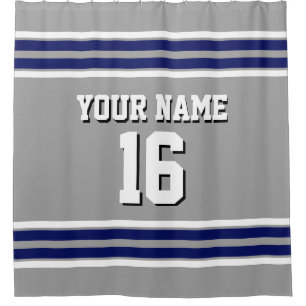 Dk Grau mit Navy White Stripes Sports Jersey Duschvorhang