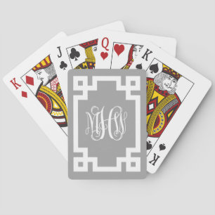 Dk Grau Wht Rebe Schrift Monogramm Griechischer Sc Spielkarten