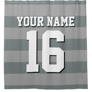 Dk Gray Charcoal Sports Jersey Preppy Strip Duschvorhang
