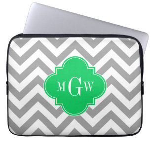 Dk Gray Lg Zickzack Emerald Quatrefolie 3 Monogram Laptopschutzhülle