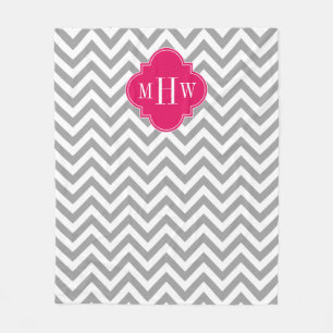 Dk Gray Lg Zickzack Himbeere Quatrefolie 3 Monogra Fleecedecke