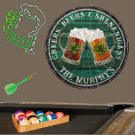 Dk Green Rustic Wood Cheers Beers Shenanigans Dartscheibe<br><div class="desc">Beers Beers and Shenanigans Beer Stein Tasse mit 4-Blatt Kleeblatt Kleeblatt. Dieses Irish Beer Drinking Dart ist genau das Richtige für Ihren Anlass und macht das perfekte personalisierte Geschenk. Es eignet sich hervorragend für Hochzeiten im Abschluss, Partys, Wiedersehen und einfach nur für den Alltag. Unsere einfach zu bedienende Vorlage macht...</div>