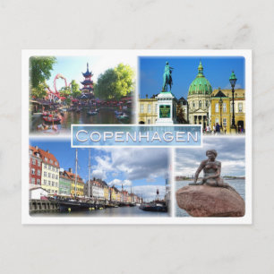 DK Kopenhagen - Tivoli Garden - Amalienborg Landkr Postkarte