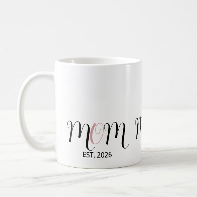 DMom Established Black Pink Script New Mom Gift Kaffeetasse (Links)