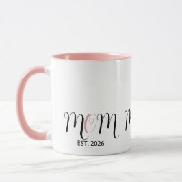 DMom Established Black Pink Script New Mom Gift Tasse
