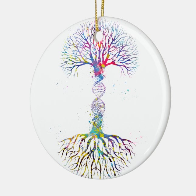 DNA-Baum Keramik Ornament (Links)