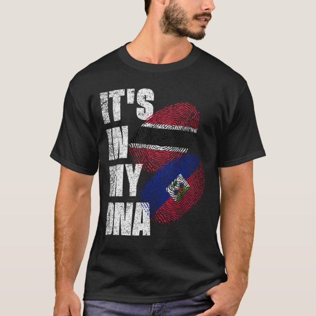 DNA-Fahne Trinidadian und Haitianischer Mix T-Shirt (Vorderseite)