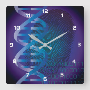 DNA Fingerprint Medizin Quadratische Wanduhr