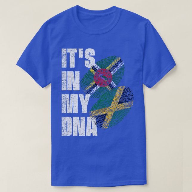 DNA-Flag Dominica und Jamaika T-Shirt (Design vorne)
